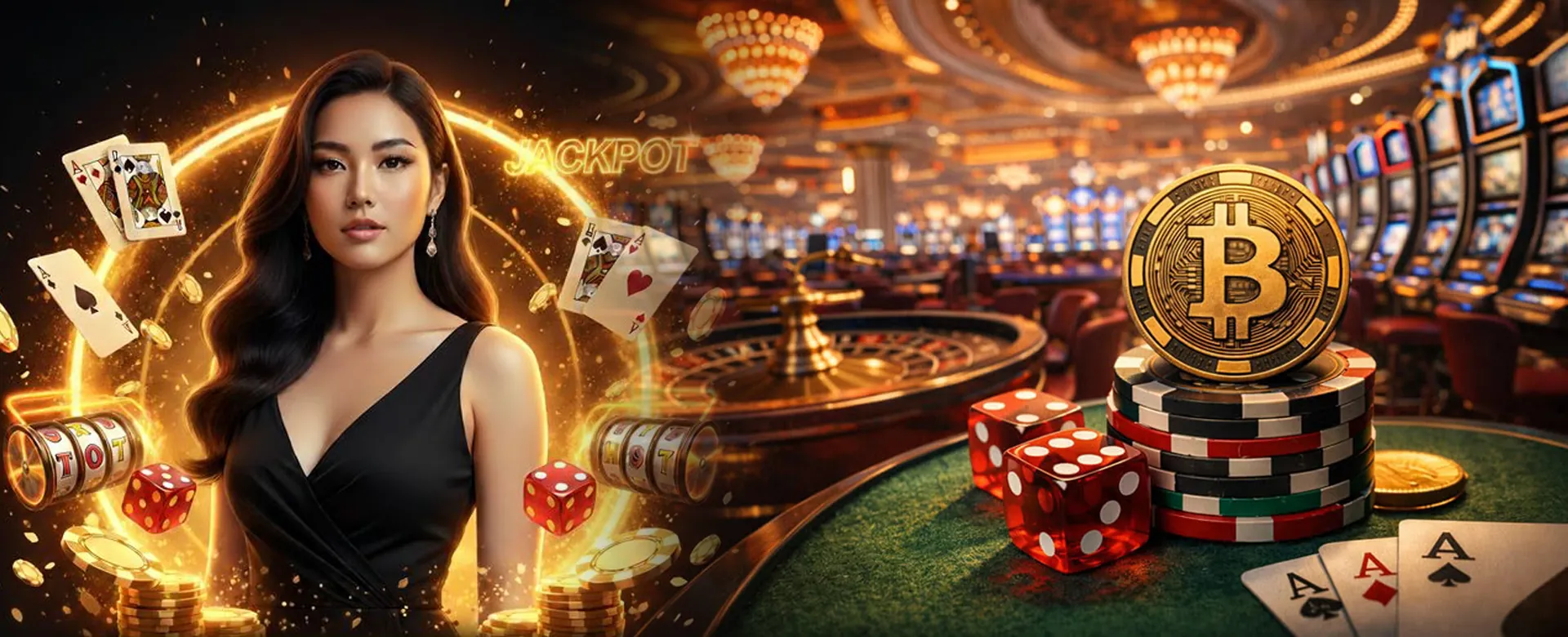 Luxurious 8k8o casino lobby with golden lighting